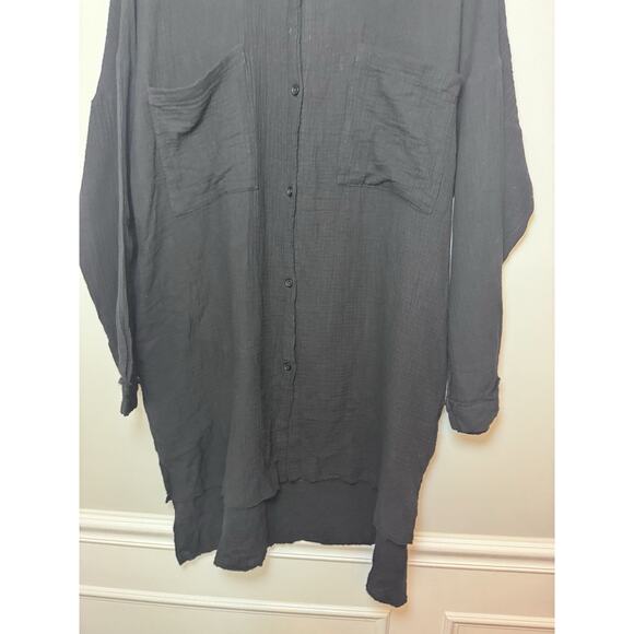 Dressed In Lala Barely There Long Sleeve Semisheer Shirtdress Black NWT $134 - Picture 11 of 13